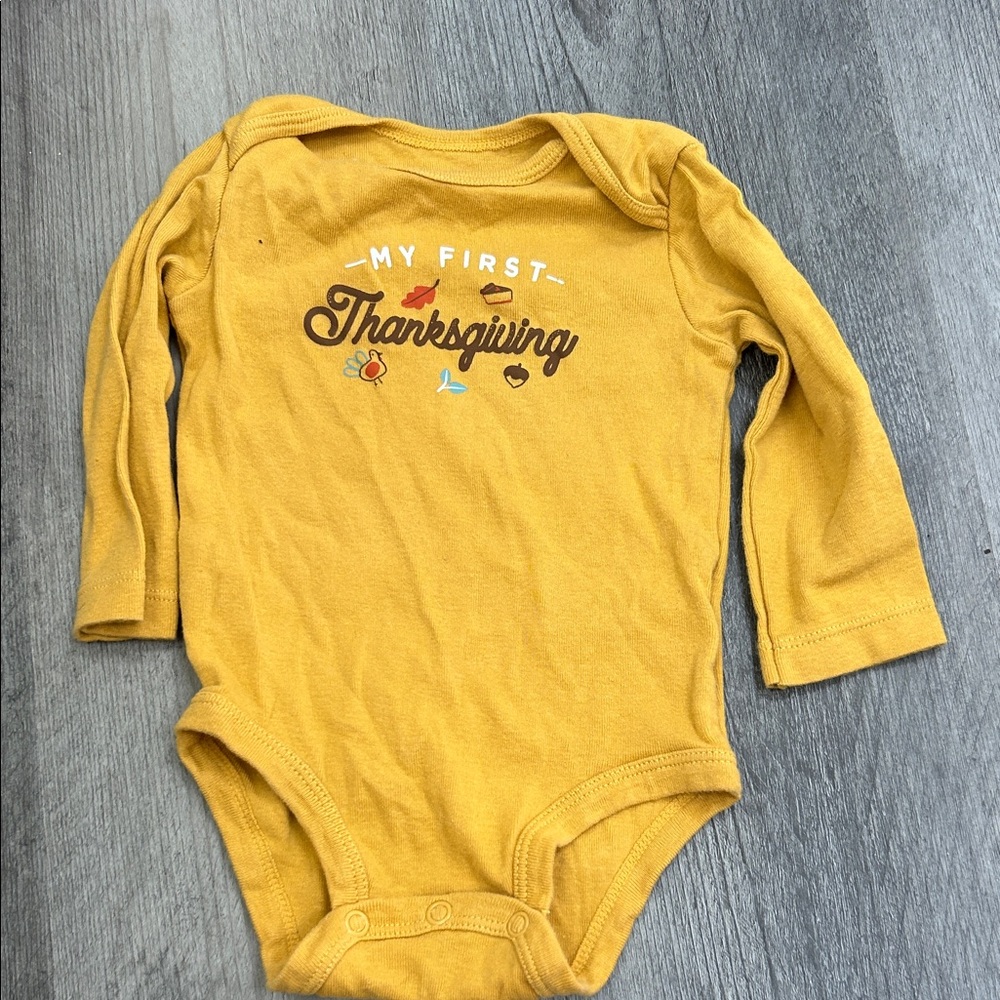 Carter's Yellow Thanksgiving Bodysuit - 6 mos